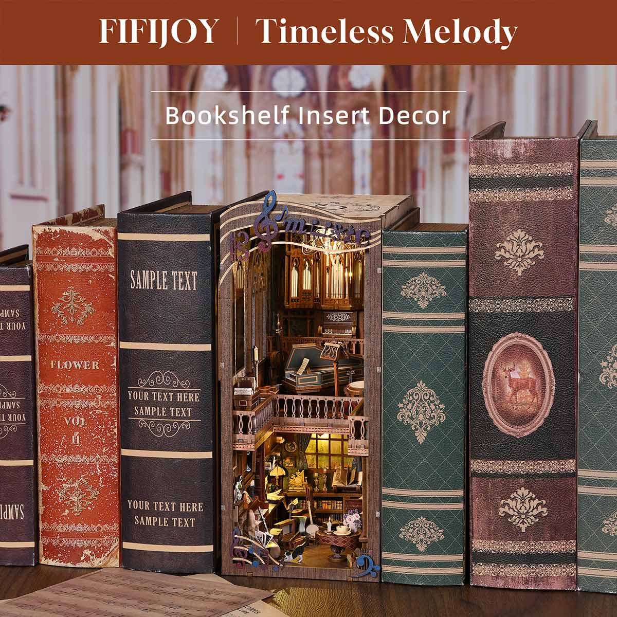 Timeless Melody DIY Wooden Book Nook Shelf Insert