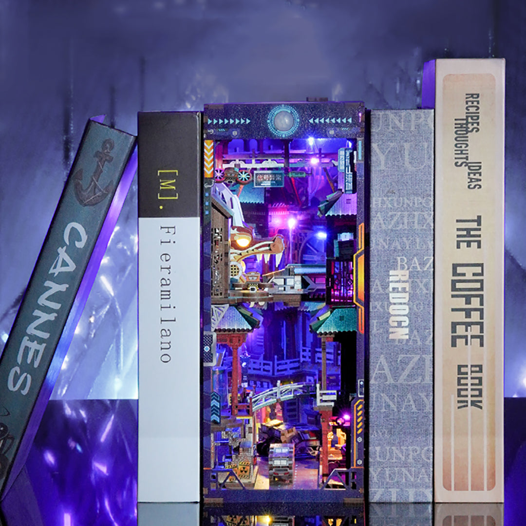 Cyber Landscape City DIY Book Nook Bookshelf Insert