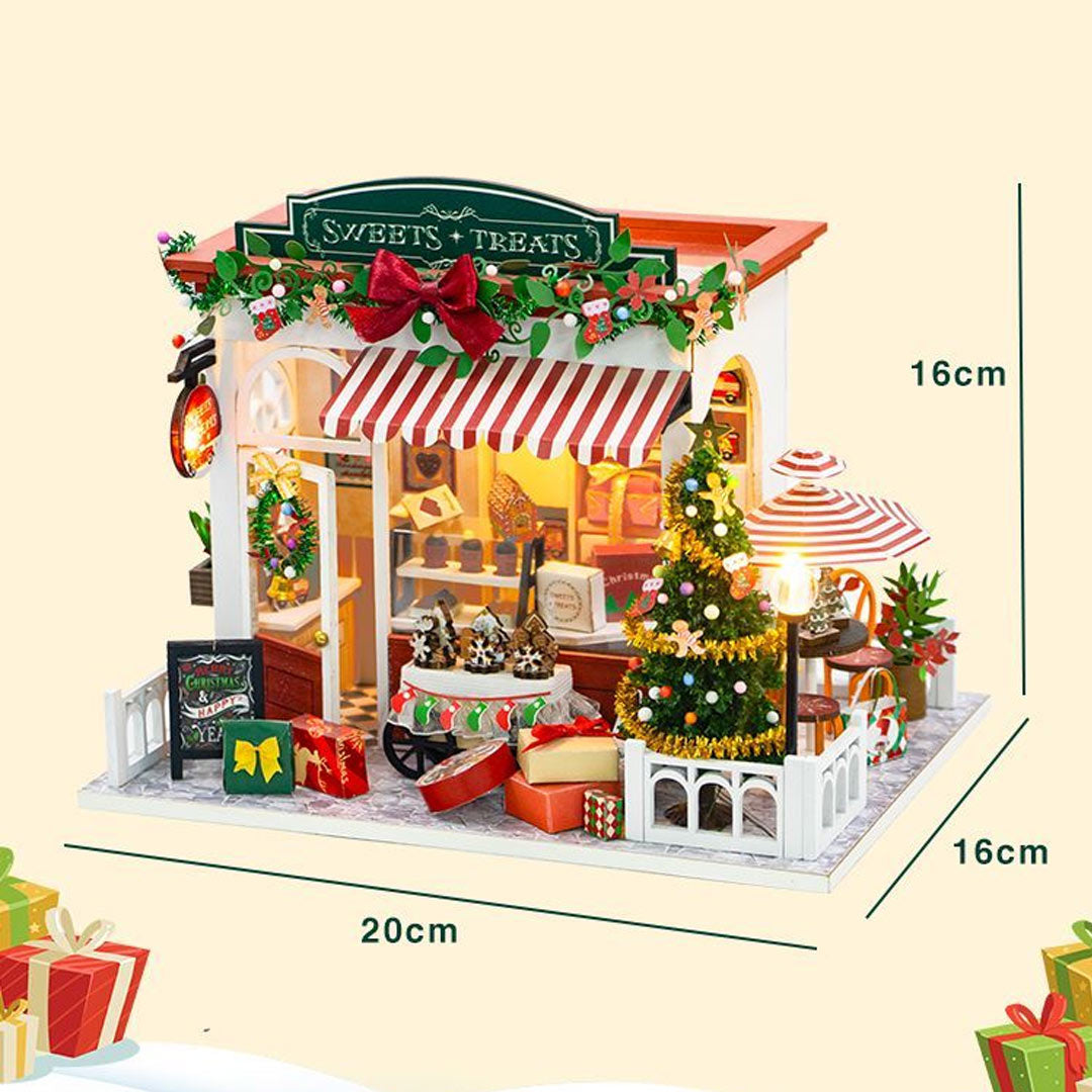 Christmas Sweets Treats Shop DIY Wooden Dollhouse Kit