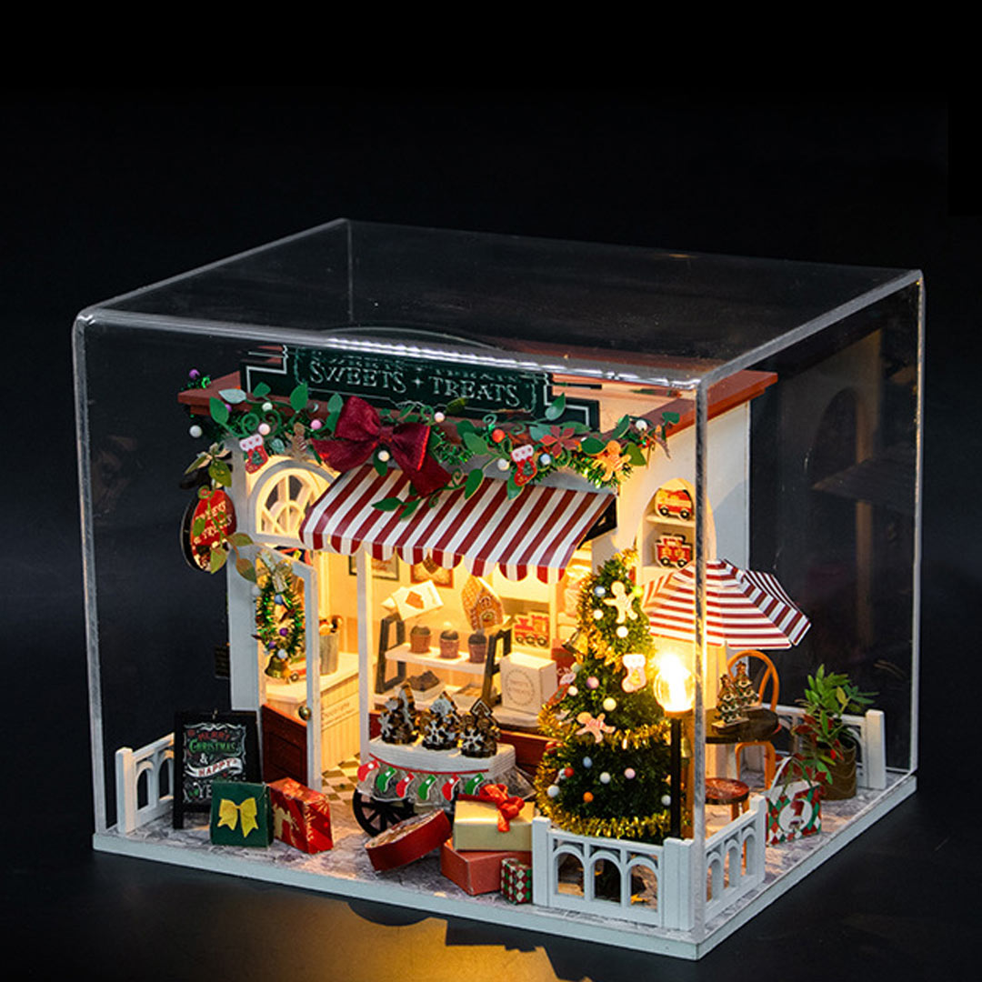 Christmas Sweets Treats Shop DIY Wooden Dollhouse Kit