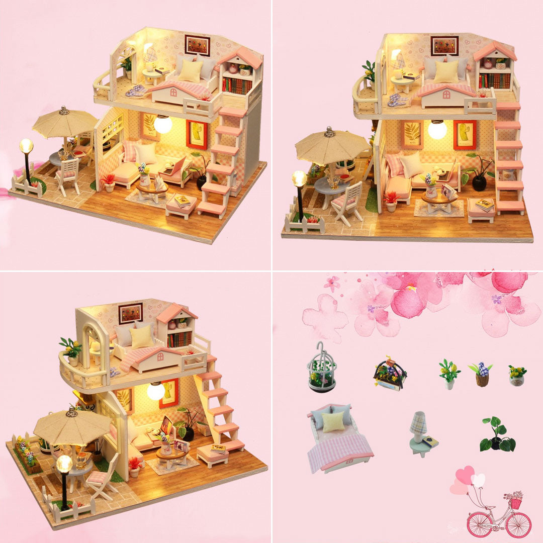 Pink Loft Dollhouse Miniature House Kit