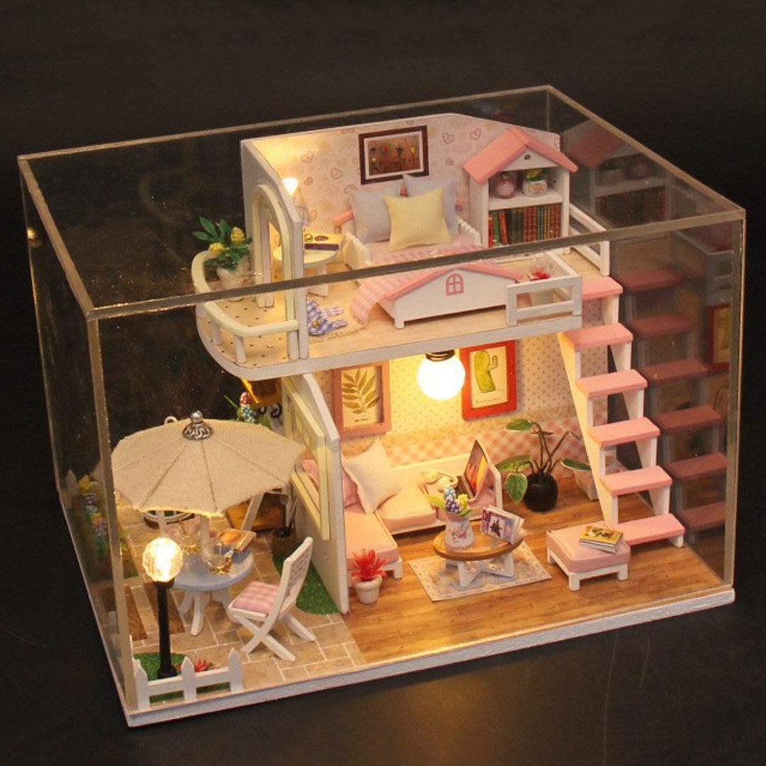 Pink Loft Dollhouse Miniature House Kit