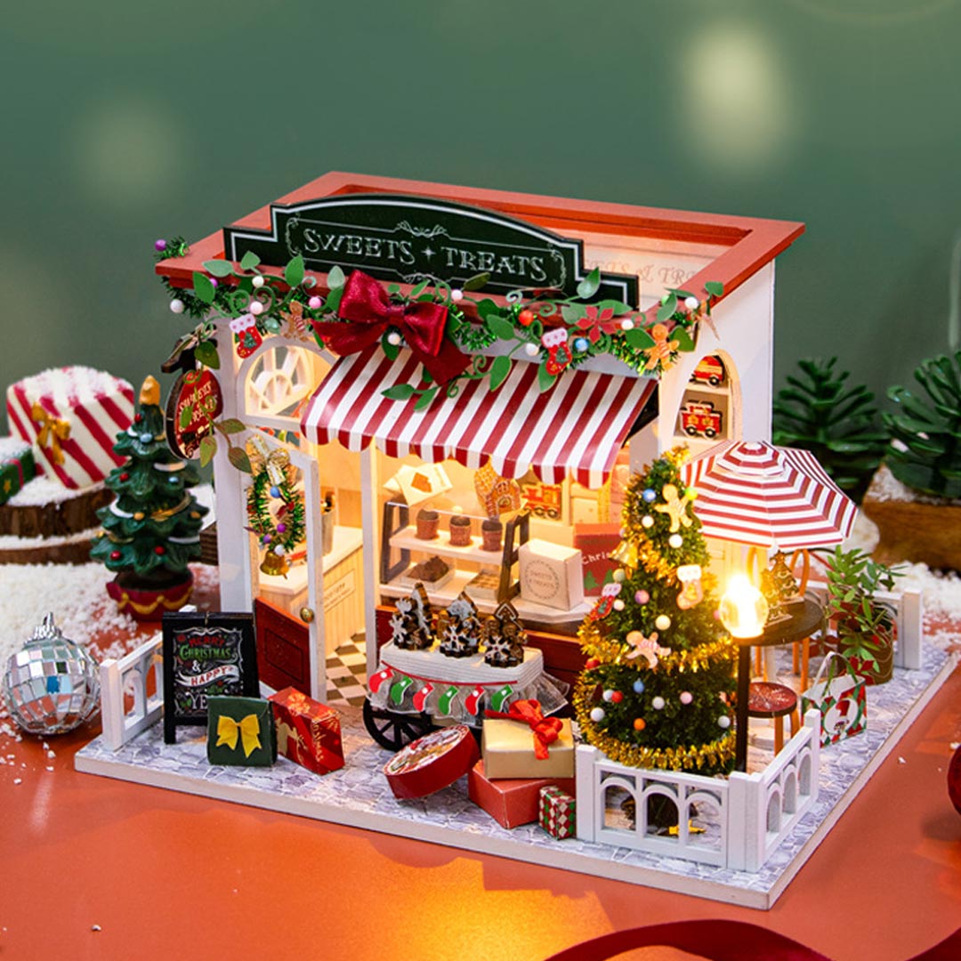 Christmas Sweets Treats Shop DIY Wooden Dollhouse Kit