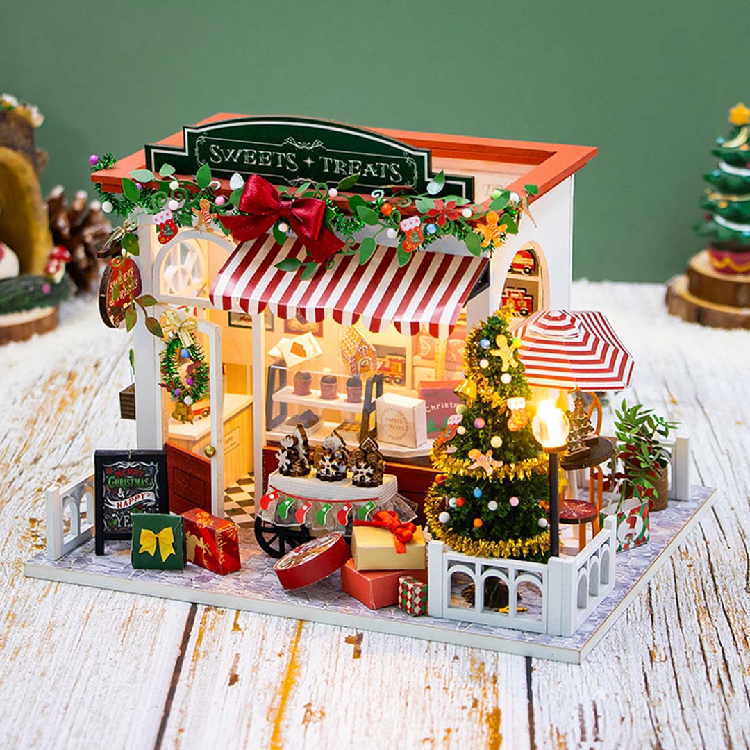 Christmas Sweets Treats Shop DIY Wooden Dollhouse Kit