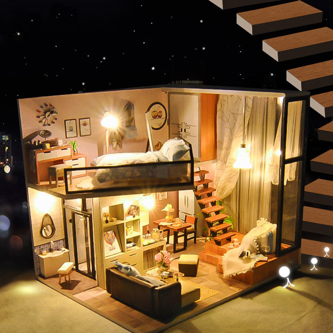 Warm Loft DIY Wooden Dollhouse Kit