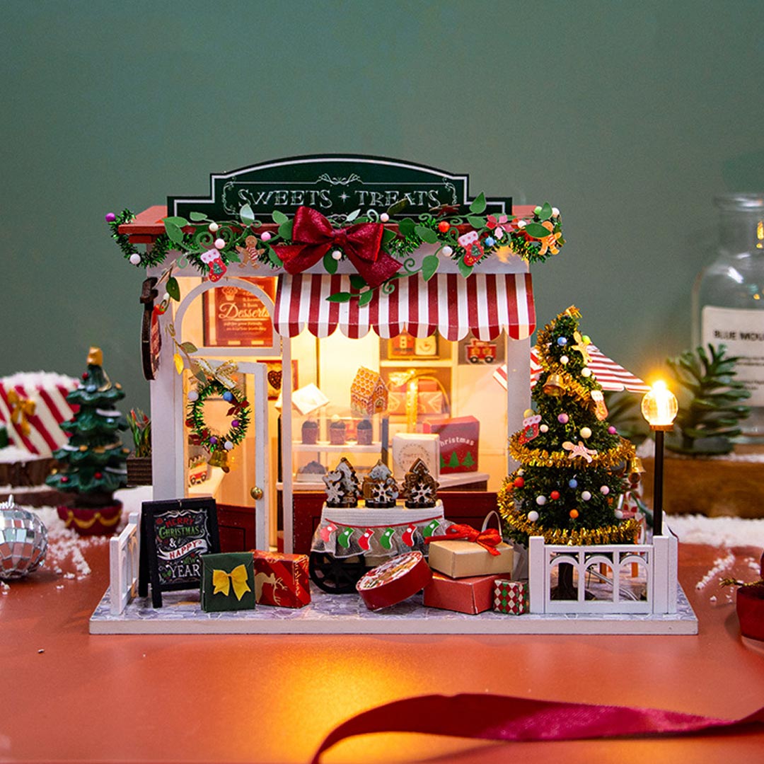 Christmas Sweets Treats Shop DIY Wooden Dollhouse Kit