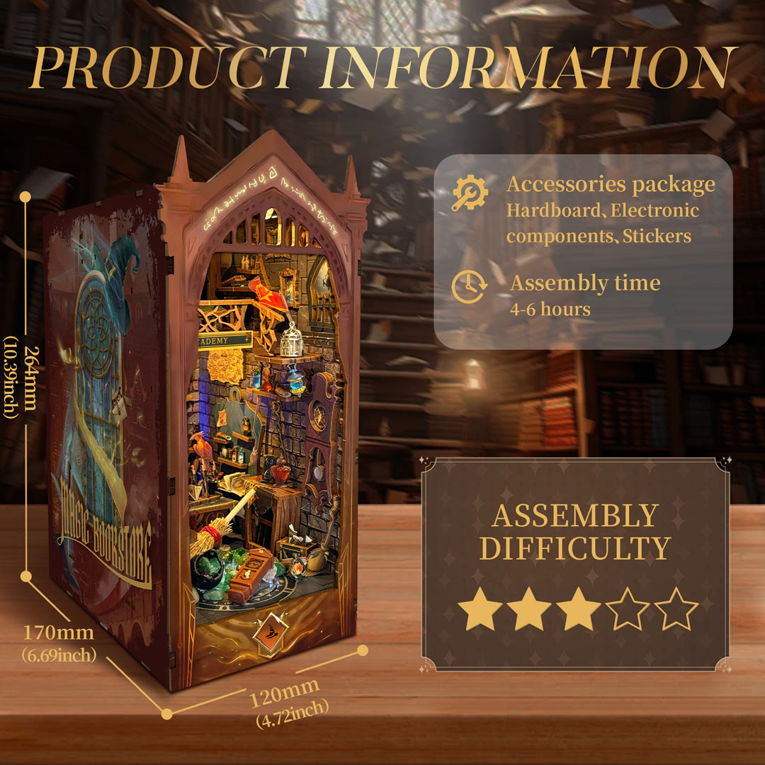 Magic Academy 3D Wooden Book Nook Kit