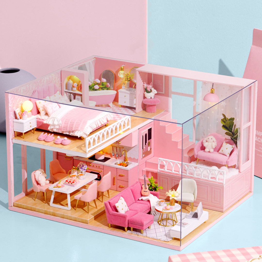 Warm Time Apartment Loft DIY Miniature Dollhouse Kit