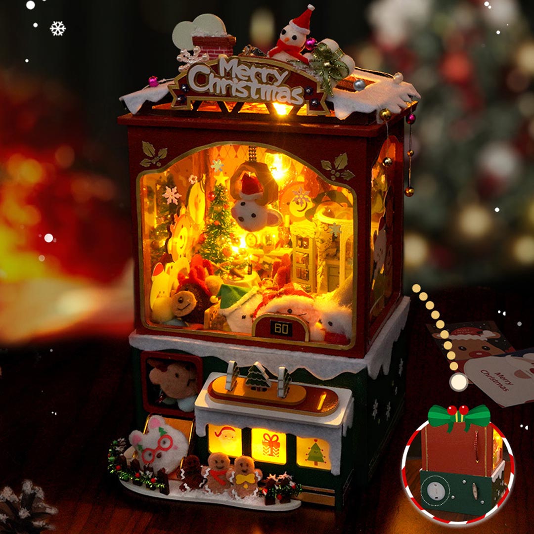 Merry Christmas Claw Machine DIY Wooden Music Box