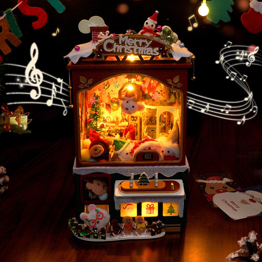 Merry Christmas Claw Machine DIY Wooden Music Box