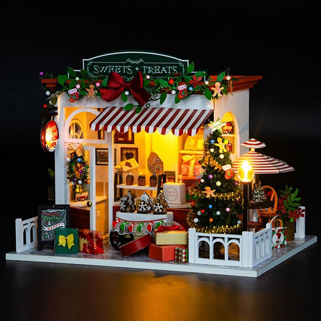 Christmas Sweets Treats Shop DIY Wooden Dollhouse Kit