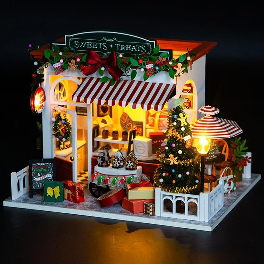 Christmas Sweets Treats Shop DIY Wooden Dollhouse Kit