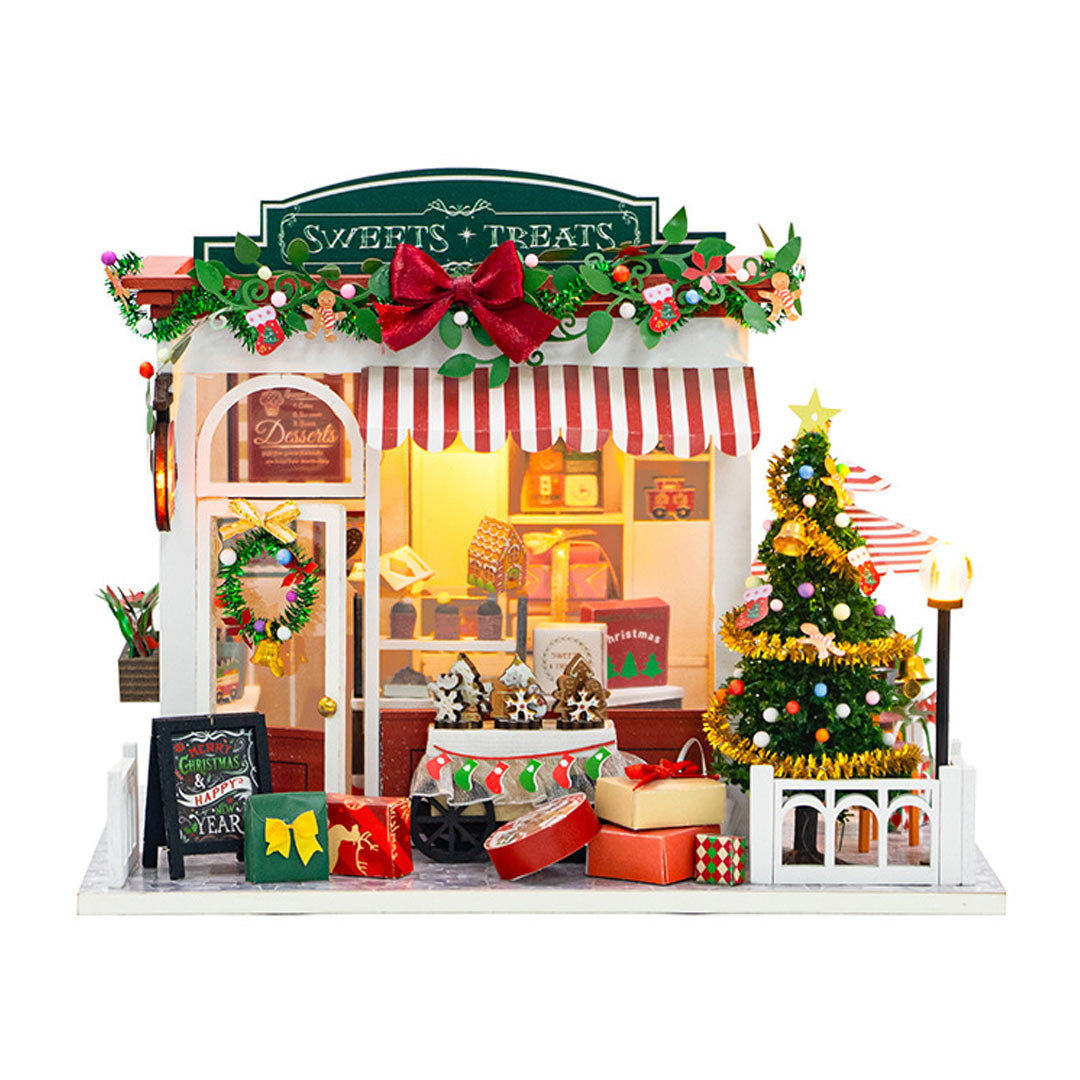 Christmas Sweets Treats Shop DIY Wooden Dollhouse Kit